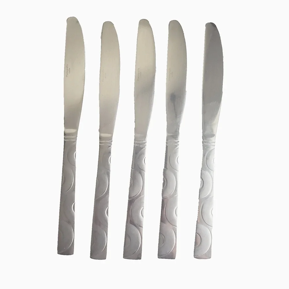 Pfaltzgraff Hemisphere Stainless Steel Dinner Knife Set of 5 MCM Retro Stylish